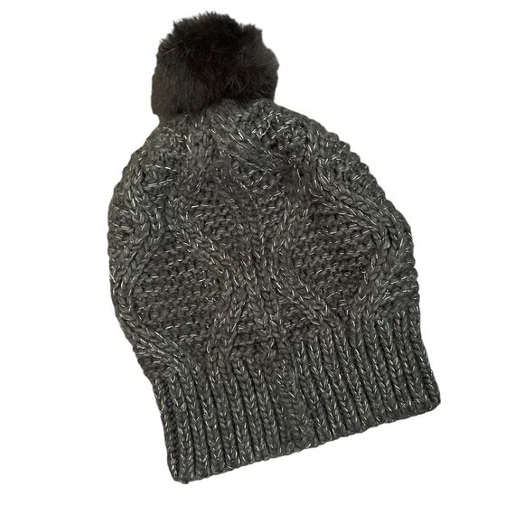 HM Sweater Knit Beanie Hat Infinity Scarf Set Ivory Gold Sequins Gray Metallic - Picture 5 of 11